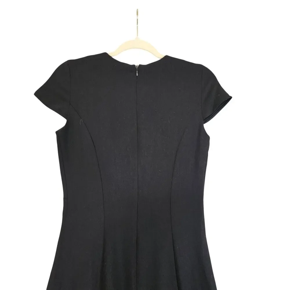 Amanda Uprichard Womens Evalina Dress Size Small Black Flounce Hem Midi‎ LBD